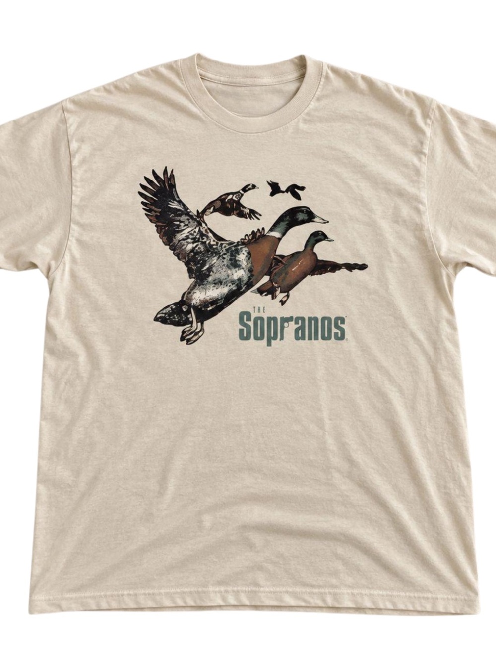 Gildan Beige Tee with Flying Duck Graphic